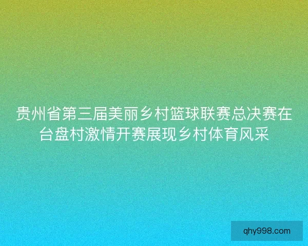 贵州省第三届美丽乡村篮球联赛总决赛在台盘村激情开赛展现乡村体育风采