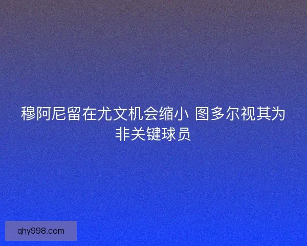 穆阿尼留在尤文机会缩小 图多尔视其为非关键球员 穆阿尼留在尤文机会缩小 图多尔视其为非关键球员